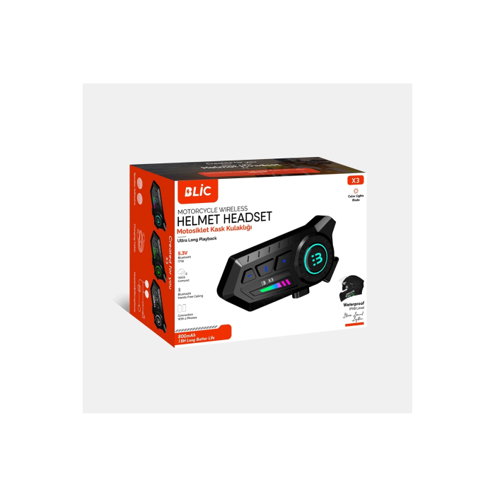 X3 Motor Kask Kulaklık Rgb Modlu Su Geçirmez 5.3 Bluetooth Intercom - Lisinya