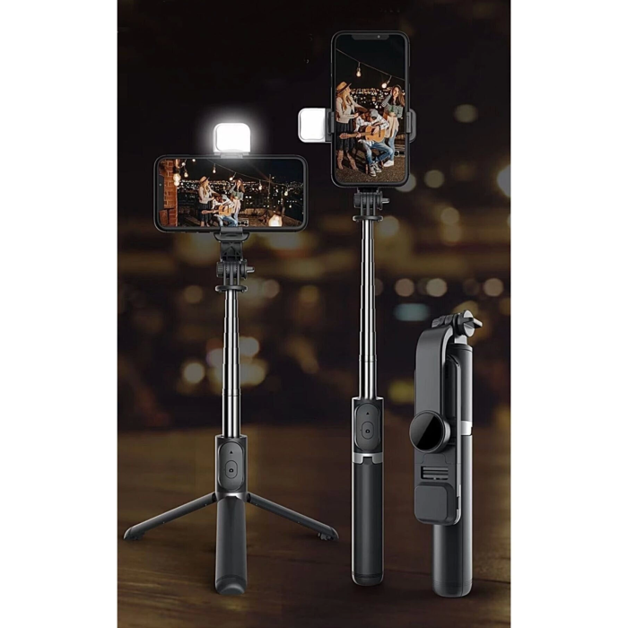 Led Işıklı Selfie Çubuğu Bluetooth Kumandalı Kablosuz Tripot Selfie Monopod Selfie Stick ( Lisinya )