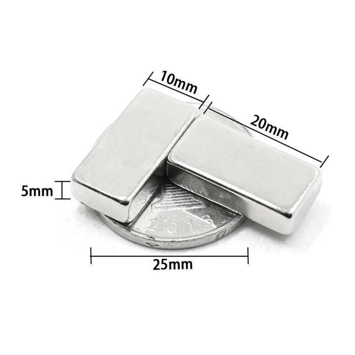 N35 20x10x5 Mm Neodyum Magnet Köşeli, Nikel Kaplamalı, Güçlü Ve Dayanıklı Neodyum Mıknatıs ( Lisinya )