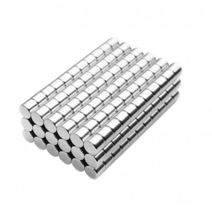 4x4 Mm Yuvarlak Neodyum Mıknatıs N35 Nikel Kaplamalı Güçlü Magnet ( Lisinya )
