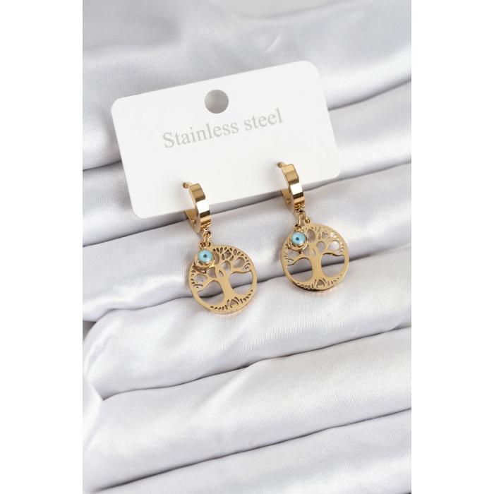 316L Çelik Yaşam Ağacı Model Kadın Küpe -