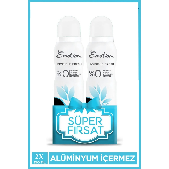 2 Adet Emotion Invisible Fresh Black & White Kadın Deodorant 150ml Vegan, Leke Bırakmaz