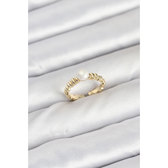 Pirinç Gold Renk Göbek İnci Model Kadın Yüzük -