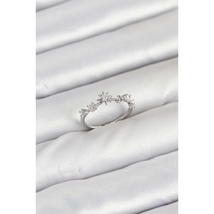 Pirinç Gümüş Renk Manifest Kadın Yüzük -