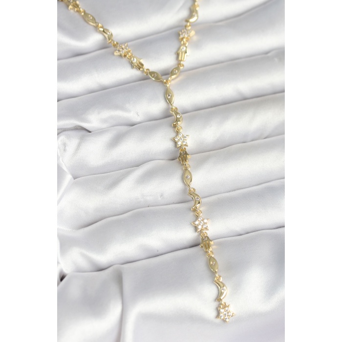 Pirinç Gold Renk Kadın Manifest Kolye -