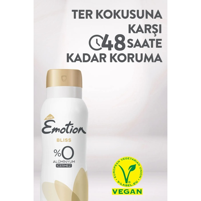 3 Adet Emotion Bliss Kadın Vegan Deodorant 150 Ml Hızlı Kurur , Leke Bırakmaz