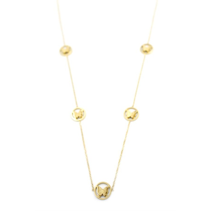 Kelebek Kolye - 90 cm - Altın