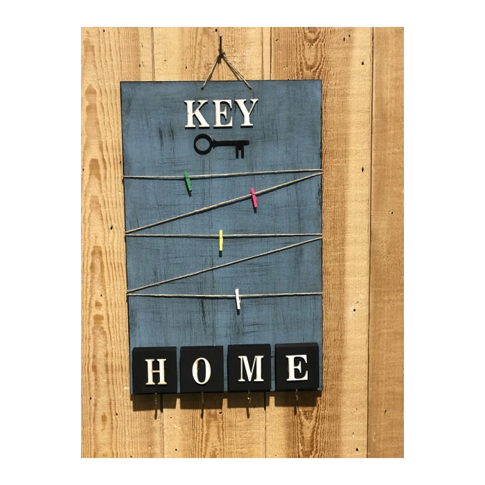 Dekoratif Home Keys Ahşap Resimlik Ve Notluk (saks Mavisi) ( Lisinya )