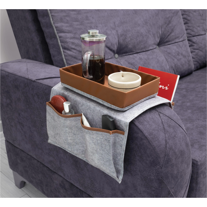 Çok Amaçlı Deri Şeritli Cepli Koltuk Kenarı Düzenleyici 03938 ( Lisinya )