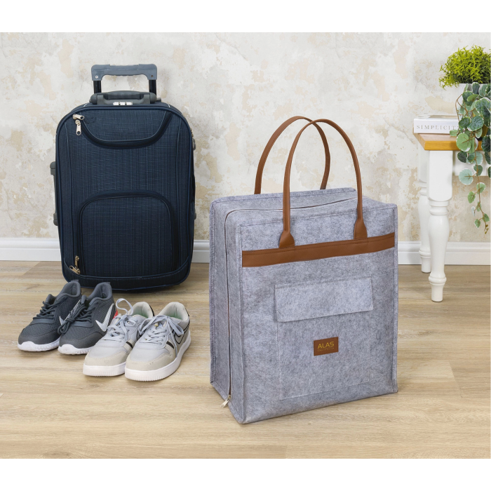 Deri Kulplu Ayakkabı Seyahat Çantası 04263 ( Lisinya )