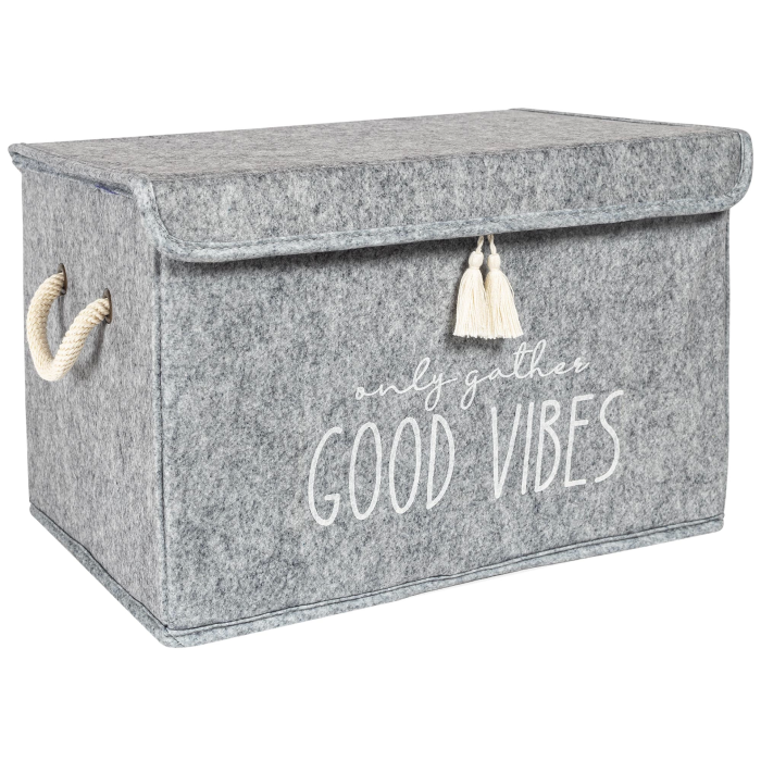 Kapaklı Püskül Detaylı Düzenleyici Çok Amaçlı Organizer Keçe Sepet (mini) - 03495 ( Lisinya )