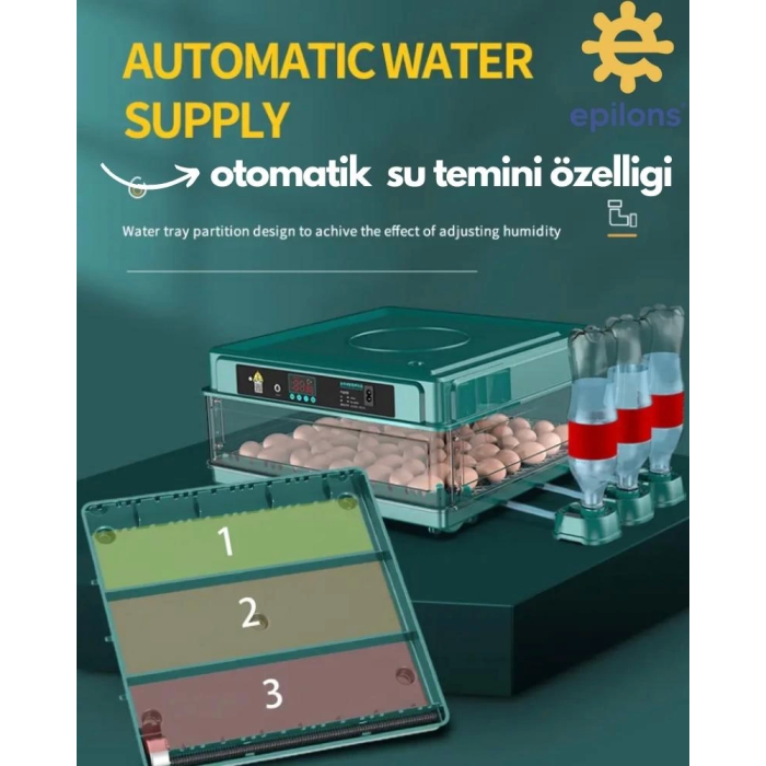 130 Yumurtalık Tam Otomatik Kuluçka Makinesi Yedek Parçalı Motorlu Akü Kablolu Silindir Viyollü Profesyonel ( Lisinya )