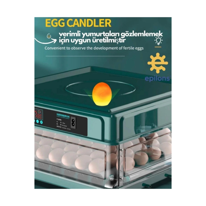 Profesyonel 130 Yumurtalık Tam Otomatik Kuluçka Makinesi Yedek Motorlu Tavuk Kaz Ördek Bıldırcın Güvercin Süs Kuşu İçin Tasarlanmış ( Lisinya )