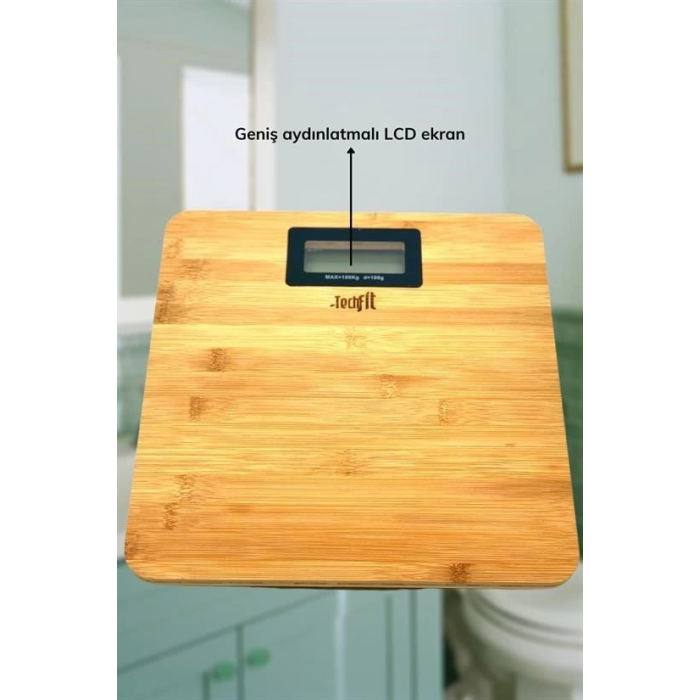 Techfit Bambu Banyo Baskülü Yüksek Hassasiyetli Darbelere Dijital Dayanıklı Terazi Tf 1065 M ( Lisinya )