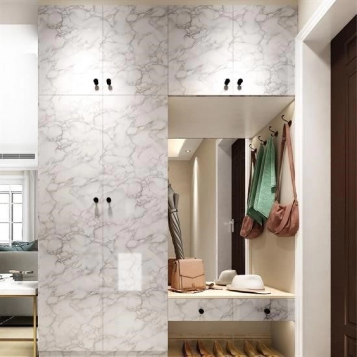 5mt X 60 Cm Mermer Desenli Masa Tezgah Mutfak Su Geçirmez Yapışkanlı Folyo Sticker ( Lisinya )