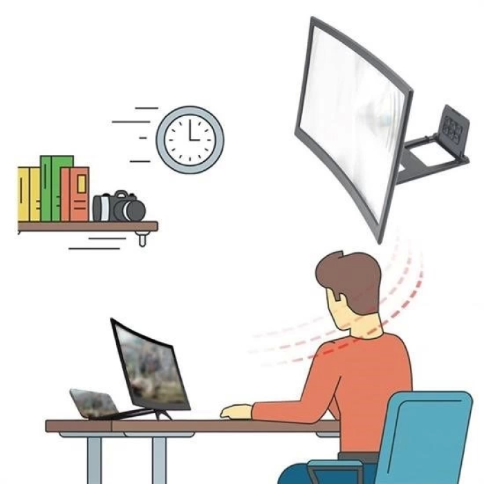 Curved Model Katlanabilir 3d Ekran Büyütücü Amplifikatör Projektör Standı Tüm Akıllı Telefon ( Lisinya )