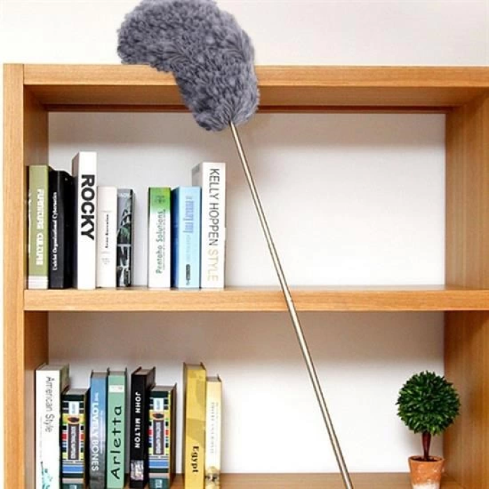 140 Cm Teleskopik Uzatılabilir Mikrofiber Yumuşak Başlıklı Gri Toz Alma Fırçası Toz Püskülü ( Lisinya )