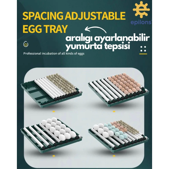 130 Yumurtalık Tam Otomatik Kuluçka Makinesi Wi-fi Kamera Hediyeli Yedek Motorlu Profesyonel Tavuk Kaz Ördek Bıldırcın Güvercin Süs Kuşu İçin İdeal ( Lisinya )