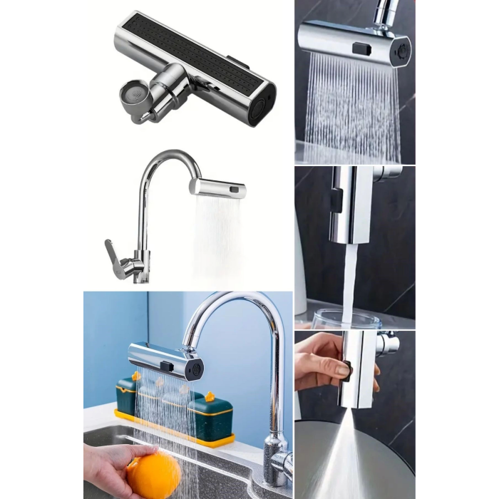 3 Farklı Modlu Çok Amaçlı Musluk Adaptörü Evrensel Musluk Başlığı Şelale Musluk ( Lisinya )