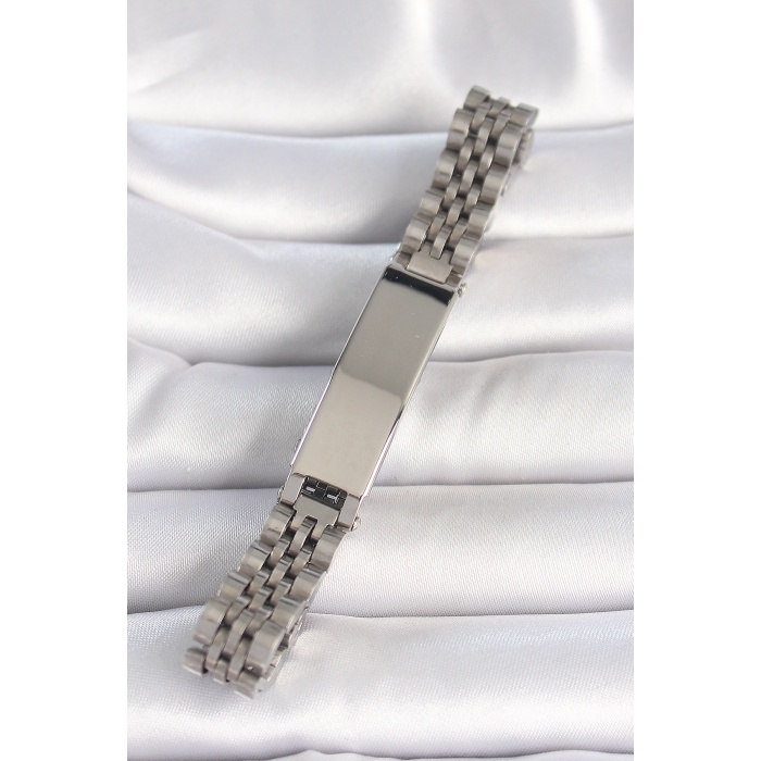 316L Çelik Gümüş Renk Zincir Künye Model Erkek Bileklik - Lisinya