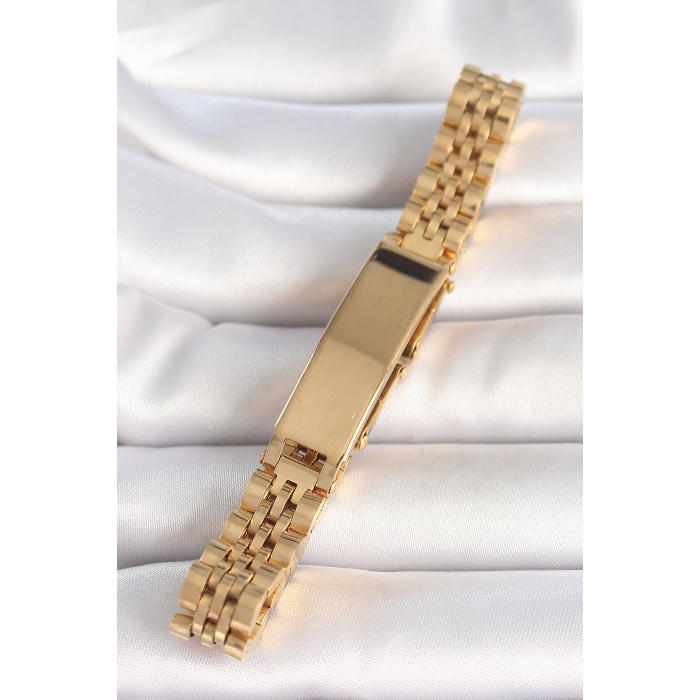 316L Çelik Gold Renk Zincir Künye Model Erkek Bileklik - Lisinya