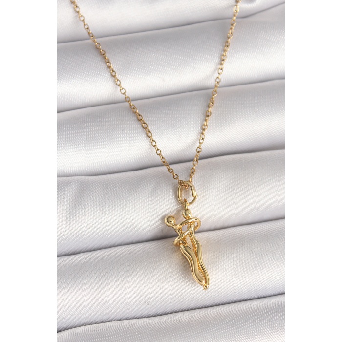 316L Çelik Gold Renk Zincir Sarılma Model Kadın Kolye - Lisinya