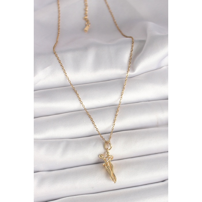 316L Çelik Gold Renk Zincir Sarılma Model Kadın Kolye - Lisinya