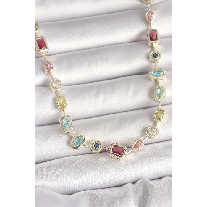 Pirinç Gold Renk Zirkon Taşlı VIP Seri Kadın Kolye - Lisinya