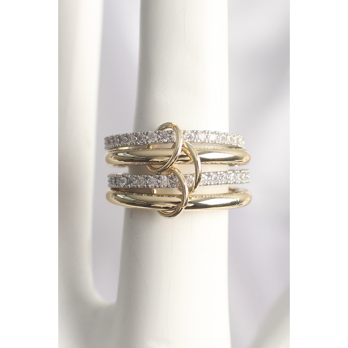 Pirinç Mix Renk Zirkon Taşlı 4Lü Kadın Yüzük - Lisinya