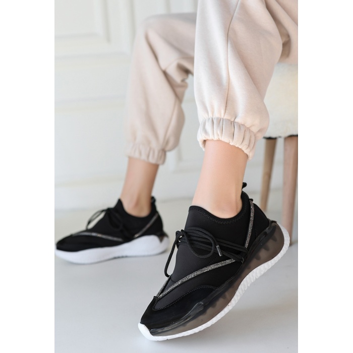 Liney Siyah Rugan Bağcıklı Spor Ayakkabı - Lisinya