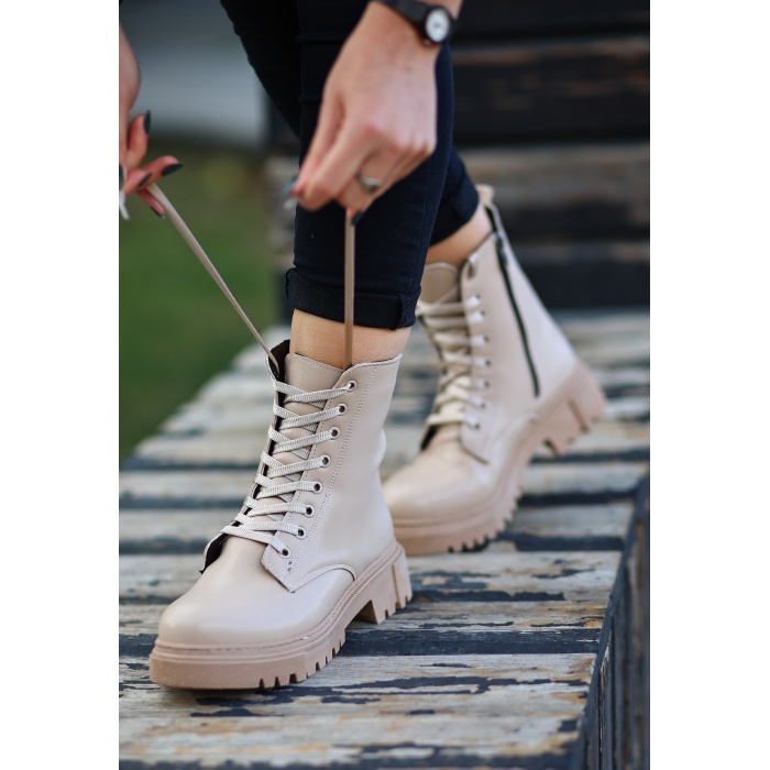 Bria  Nude Cilt Bağcıklı Bot - Lisinya