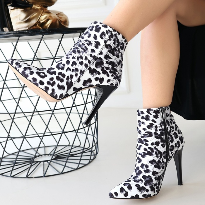 Blan Zebra Saten Topuklu Bot - Lisinya