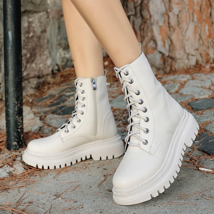 Toan Bej Cilt Bağcıklı Bot - Lisinya