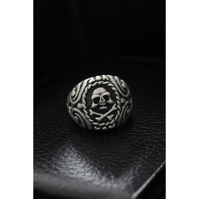 Ayarlanabilir Desenli Kurukafa Model Erkek Yüzük - Lisinya