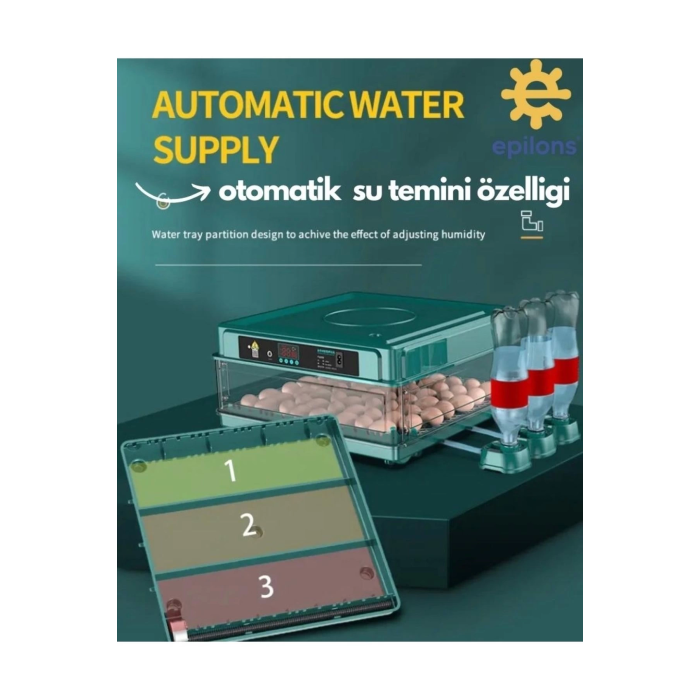 Lisinya Profesyonel 130 Yumurtalık Otomatik Kuluçka Makinesi Tavuk Bıldırcın Güvercin Kaz Hindi Wi-fi Kamera ( Lisinya )