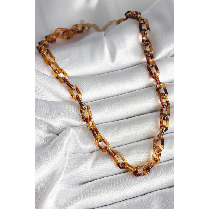 Leopar Desenli Mika Zincir Kadın Kolye - Lisinya