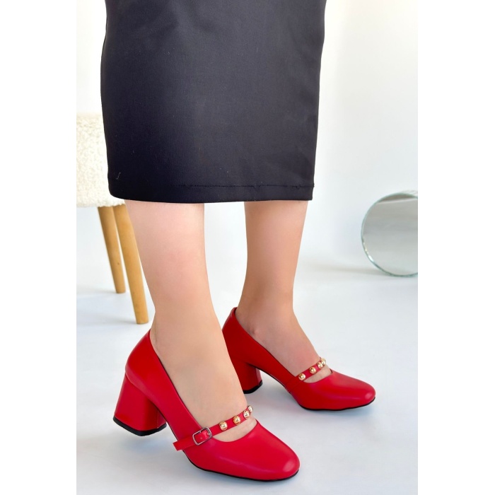 Tino Kırmızı Cilt Topuklu Ayakkabı - Lisinya