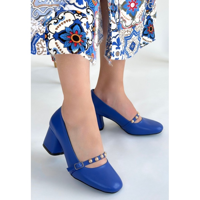 Tino Mavi Cilt Topuklu Ayakkabı - Lisinya
