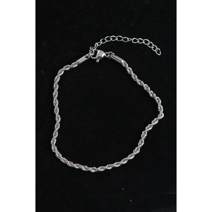 316L Çelik Burgu Model Gümüş Renk Erkek Bileklik - Lisinya