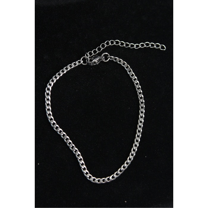 316L Çelik İnce Klasik Model Gümüş Renk Erkek Bileklik - Lisinya