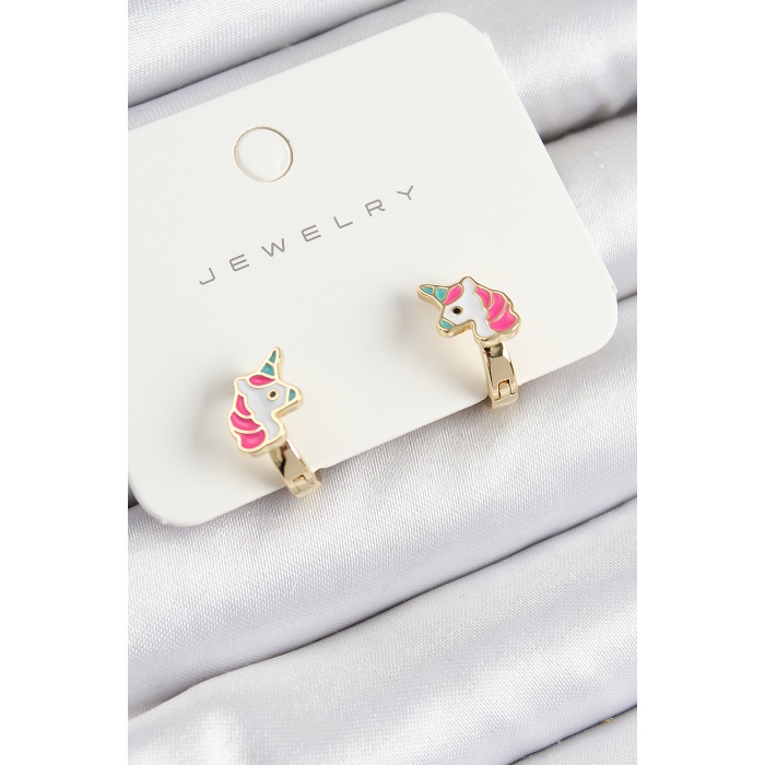 Pirinç Unıcorn Model Gold Renk Çocuk Küpe - Lisinya