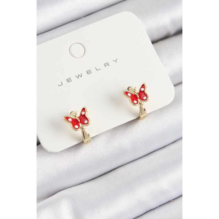 Pirinç Kelebek Model Gold Renk Çocuk Küpe - Lisinya