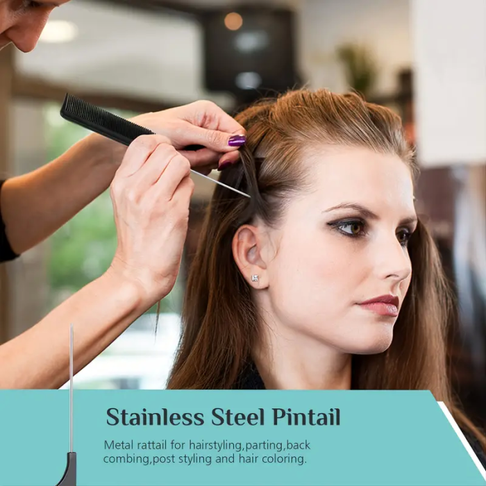 10 Parça Profesyonel Kuaför Tarak Seti - Saç Kesim, Ayırma, Şekillendirme Ve Fön Tarağı ( Lisinya )