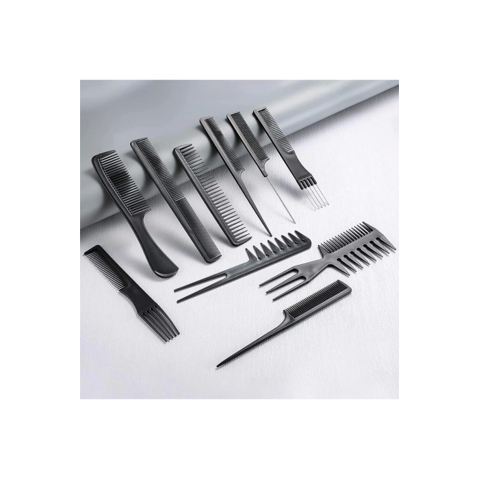 10 Parça Profesyonel Kuaför Tarak Seti - Saç Kesim, Ayırma, Şekillendirme Ve Fön Tarağı ( Lisinya )