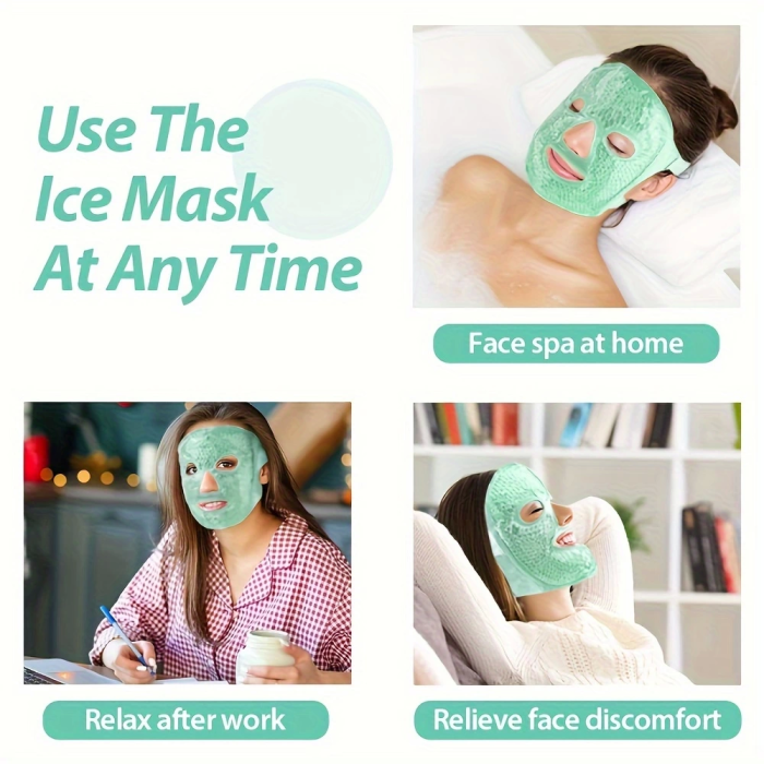 Terapi Jel Yüz Maskesi Soğuk Ve Sıcak Boncuklu Ayarlanabilir Maske (yeşil) ( Lisinya )