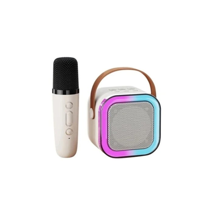 Karaoke Kablosuz Hoparlör Mikrofonlu Rgb Işıklı Bluetooth Speaker Tf Kart/usb Beyaz ( Lisinya )