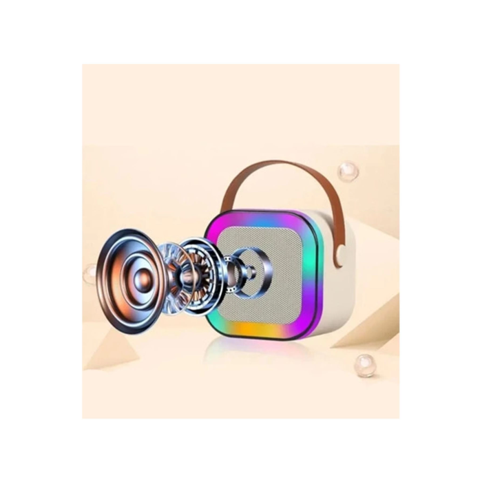 Karaoke Kablosuz Hoparlör Mikrofonlu Rgb Işıklı Bluetooth Speaker Tf Kart/usb Beyaz ( Lisinya )