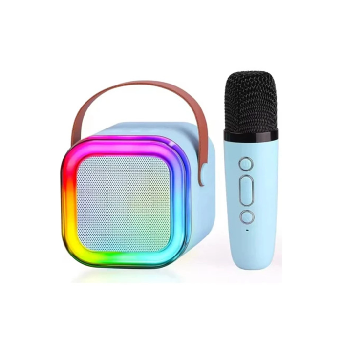 Karaoke Kablosuz Hoparlör Mikrofonlu Rgb Işıklı Bluetooth Speaker Tf Kart/usb Mavi ( Lisinya )