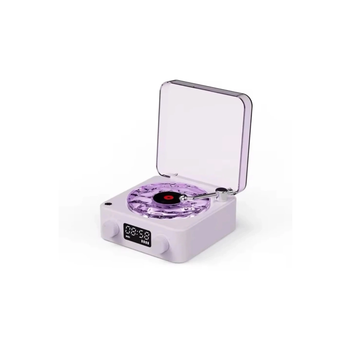 Waves Nostalji Plak Görünümlü Bluetooth Hoparlör 3d Ses Dalgası Retro Müzik Plak Mor ( Lisinya )