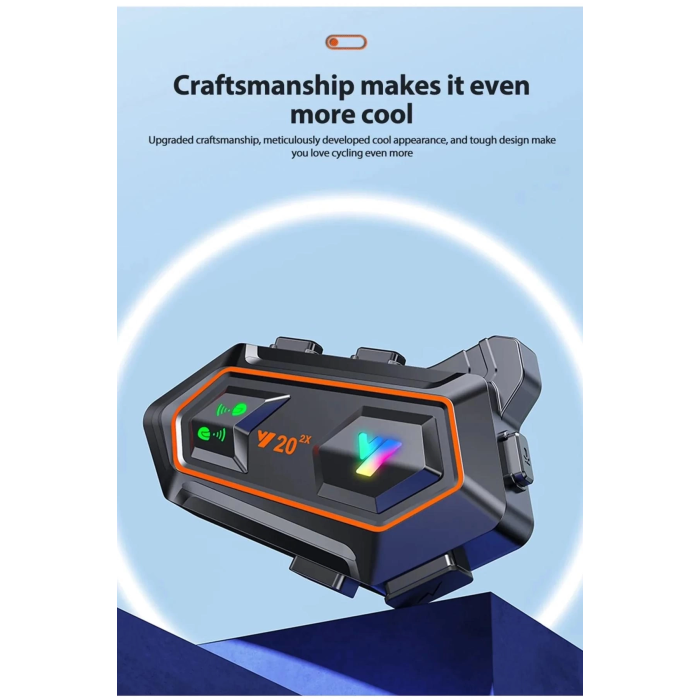 Y20 2x 1000m Telsiz Mesafeli 2 Kişi Bağlantılı Bluetooth Kask Kulaklık Fenerli İntercom ( Lisinya )